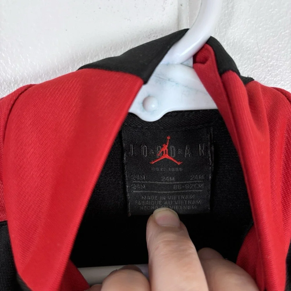 Nike Air Jordan Track‎ Jacket Toddler Size 24mo Black Red Full Zip Athletic